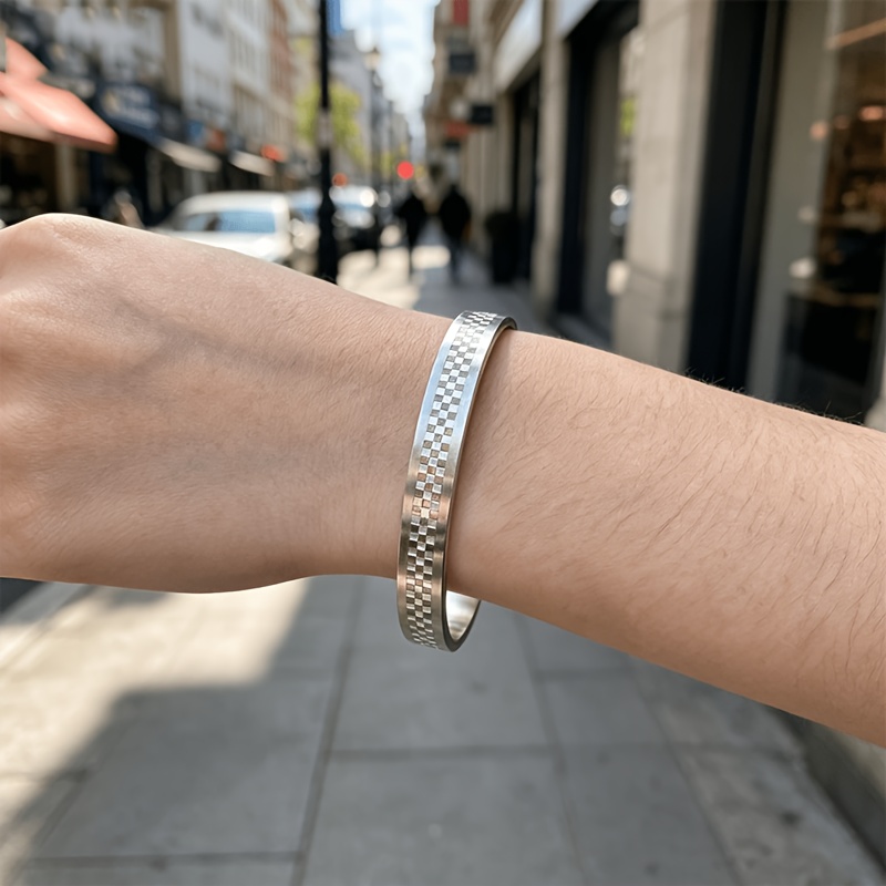 Ladies' Easy Plaid Stainless Steel Buckle Bracelet, Stylish